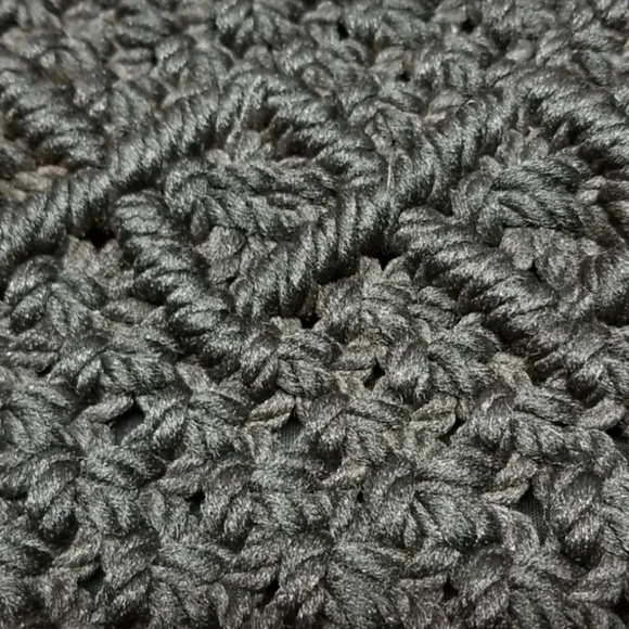 Vintage 70s Boho Handmade Macrame Crochet Purse D-Hoop Handles Lined w/ Pockets - Picture 3 of 12